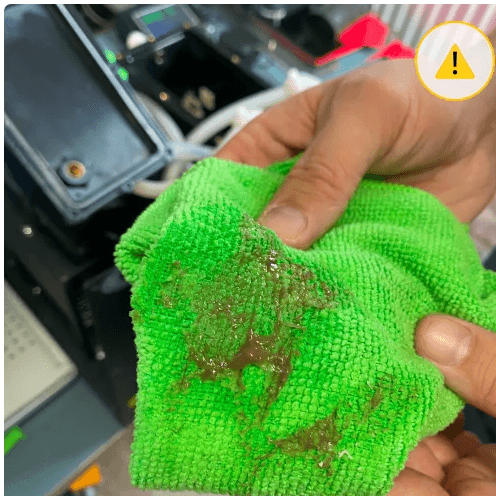 Gel and dirt residue